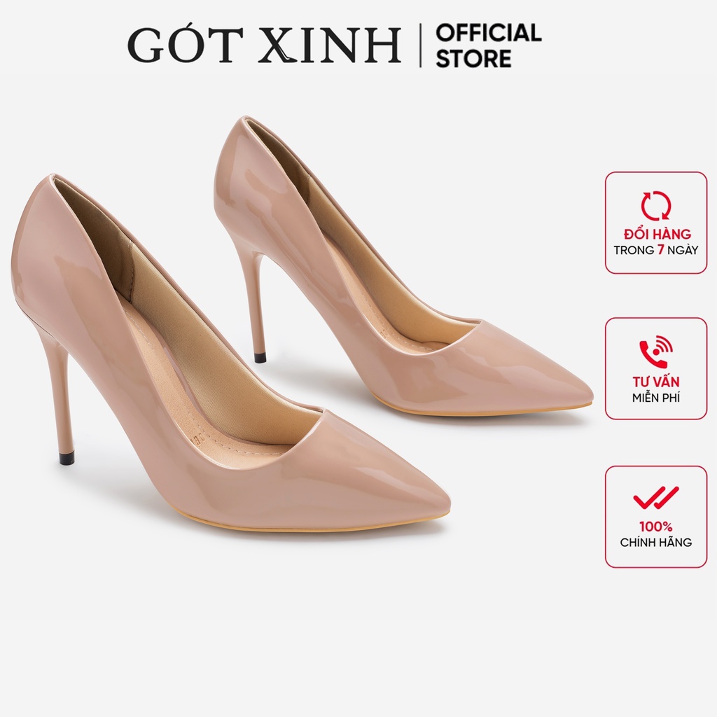 Giày cao gót nữ 7cm và 9cm GÓT XINH G16 da bóng đế nhọn