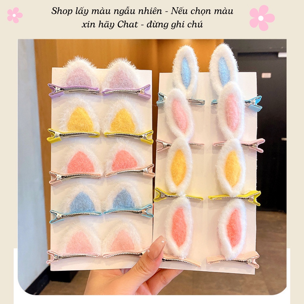 Kẹp tóc (2chiếc) cặp tóc cho bé gái 2 tai hình tai mèo thỏ đáng yêu cho bé chơi cho bé gái 1 2 3 4 5 6 7 8 9 tuổi babtóc