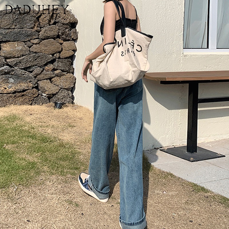 Quần jean ống rộng phong cách năng động cho nữ