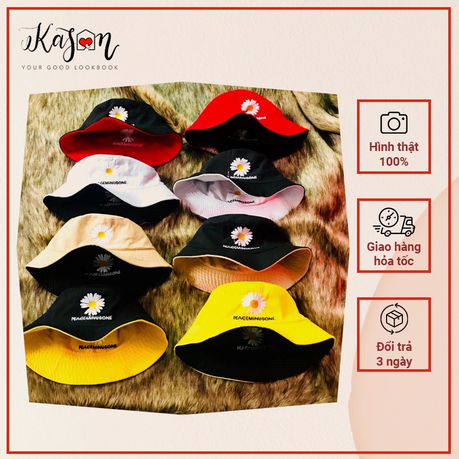 Nón Bucket Thêu 2 Mặt Họa Tiết Hoa Cúc Đơn Giản Unisex