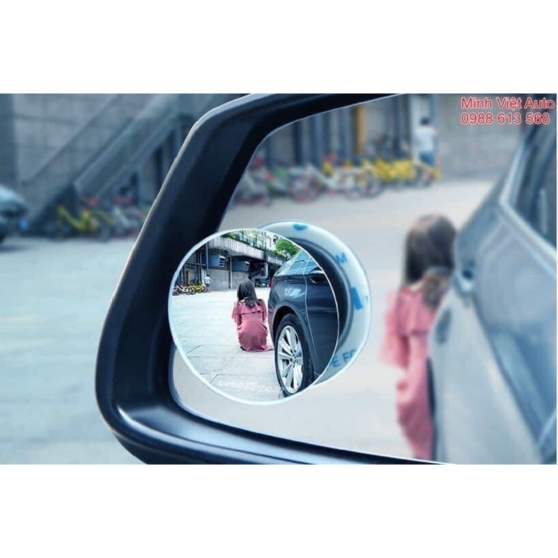 Gương Cầu Lồi Gắn Kính Hậu Ô tô Xoay 360 Xóa Điểm Mù 1 CẶP không viền