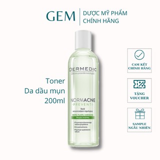 Nước hoa hồng giảm v.i.ê.m cho da dầu mụn Dermedic Normacne Cleansing And Regulating Skin Toner