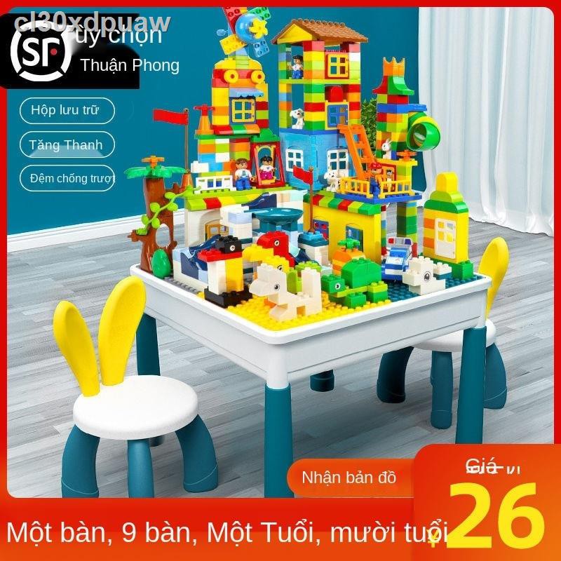 [bán chạy]Tương thích với đồ chơi xếp hình khối lắp ráp Lego dành cho trẻ em Bàn gỗ xây dựng lớn hạt bé trai 3 đến 6 tuổ