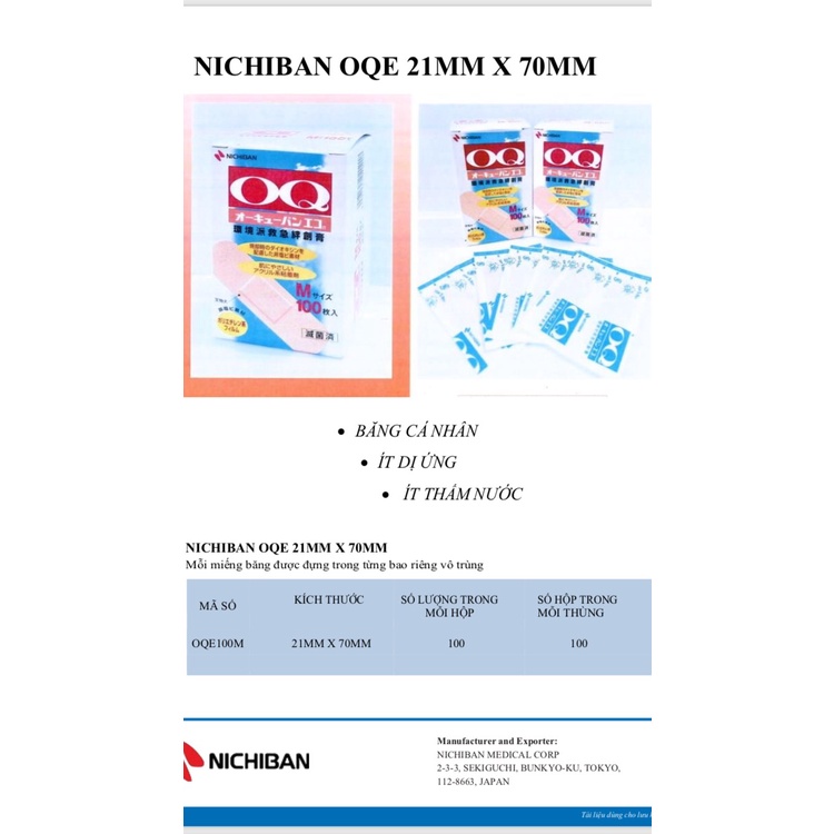 Băng keo cá nhân nichiban oqe 21x70mm nhật bản hộp 100 miếng - ảnh sản phẩm 4