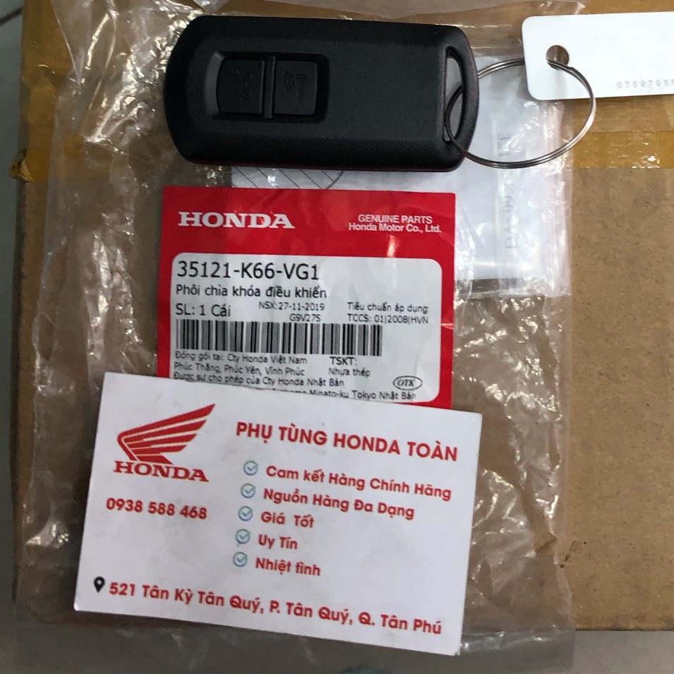 Chìa Khoá Thông minh Smart Key 2 NÚT ZIN CHÍNH HÃNG HONDA