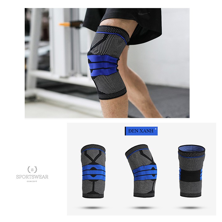 ĐAI QUẤN GỐI CHÂN 3D SILICONE CAO CẤP SPORTSWEAR CONCEPT BẢO VỆ AN TOÀN ĐÀN HỒI THOẢI MÁI KHÔNG BÍ HƠI