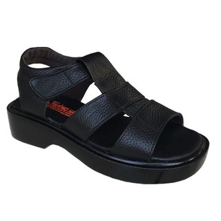 Xăng đan nam da bò màu đen đế pu cao 4.5cm form nhỏ hơn 1 size