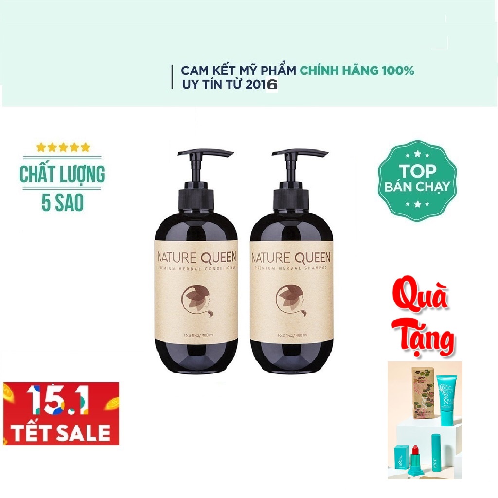 Bộ gội xả thảo dược Nature Queen 100ml/480ml Sao Thái Dương [Chính hãng]