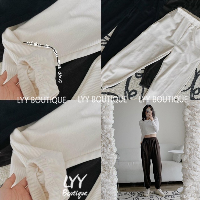 Quần nỉ tăm dầy dặn dáng quần JOGGER nữ bo chun dưới freesize 5 màu hàng Quảng Châu LYY BOUTIQUE