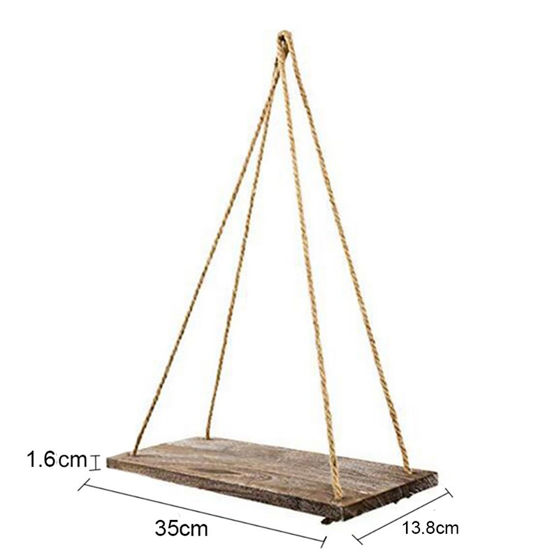 Kệ Treo Tường Decor Khung kệ gỗ, dây thừng treo tường trang trí phong cách retro hot 2021. 1TẦNG 10X30