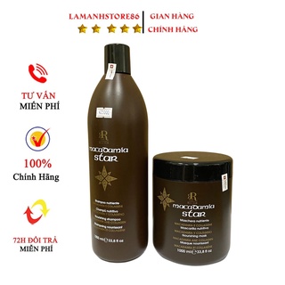Combo Cặp dầu gội + kem hấp ủ kiềm dầu phục hồi tái tạo sợi tóc hương nước hoa Macadamia star 1000*2