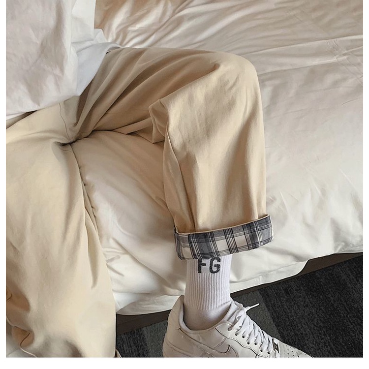 Quần Denim Ống Rộng Lưng Cao Họa Tiết Sọc Caro Thời Trang 2022 Cho Nữ