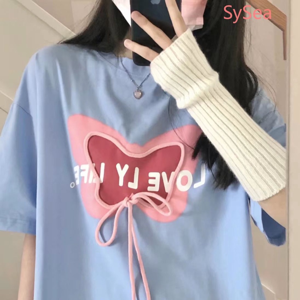 Áo Thun Phối Nơ Thời Trang Mùa Hè Hàn Quốc Dành Cho Nữ