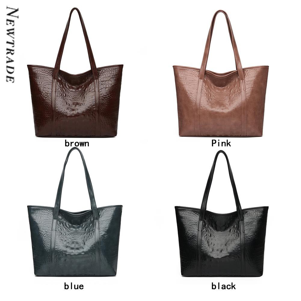 Women Alligator Pattern Shoulder Shopping Bags Large Tote Handbags