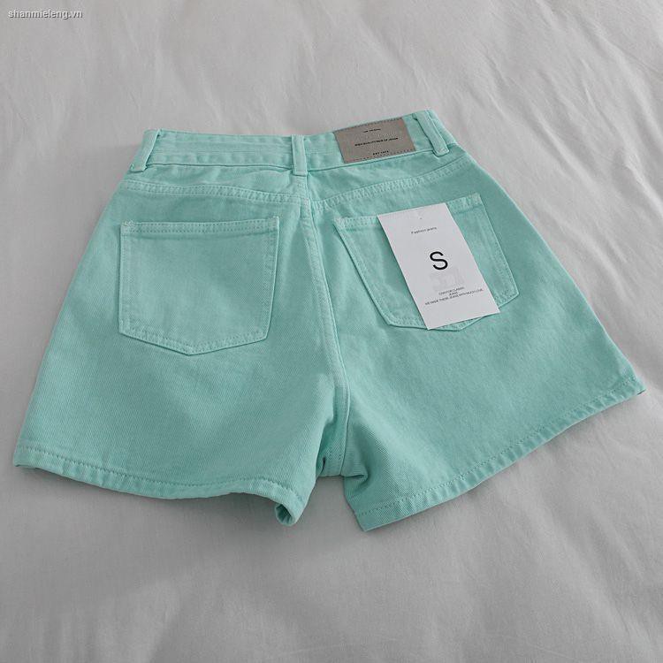 Quần ngắn denim lưng cao ống rộng phong cách Hàn Quốc thời trang mùa hè mới dành cho nữ 2021