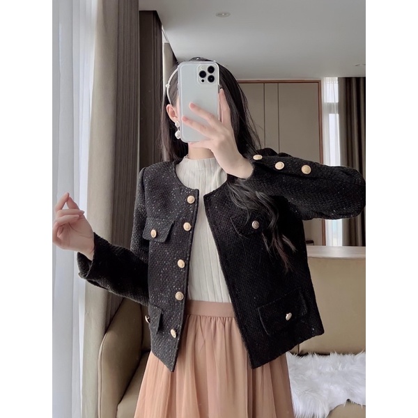 Áo dạ tweed 2 lớp sang chảnh Linstore thiết kế A3