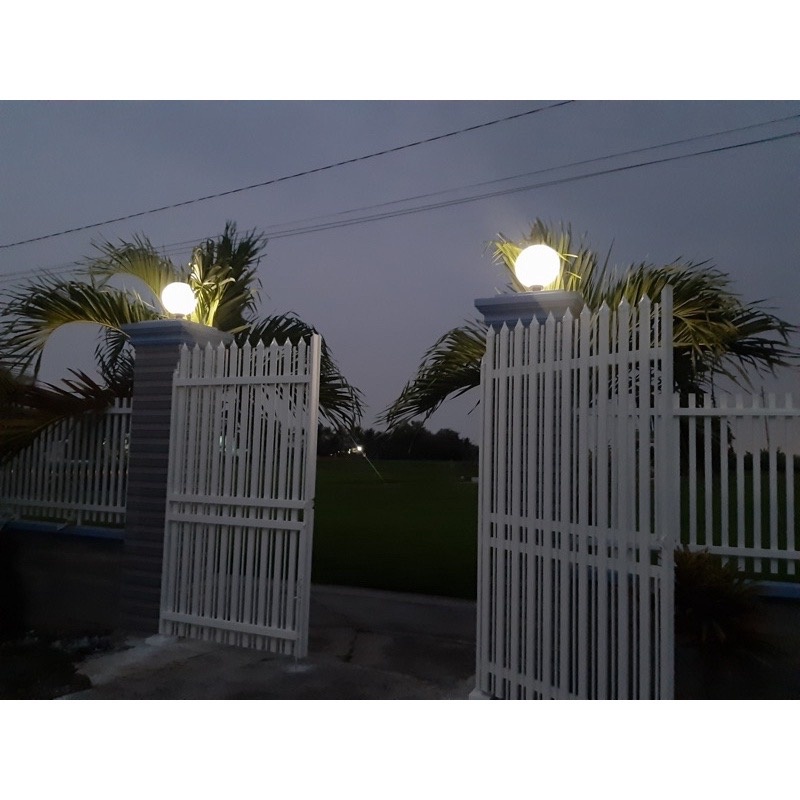 Đèn trụ cổng tròn 2 trong 1 vừa thắp sáng năng lượng mặt trời vừa điện 220V chính hãng MAYOR WOLF Đường kính 40 v 40