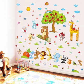 decal dán tường vườn thú cho bé