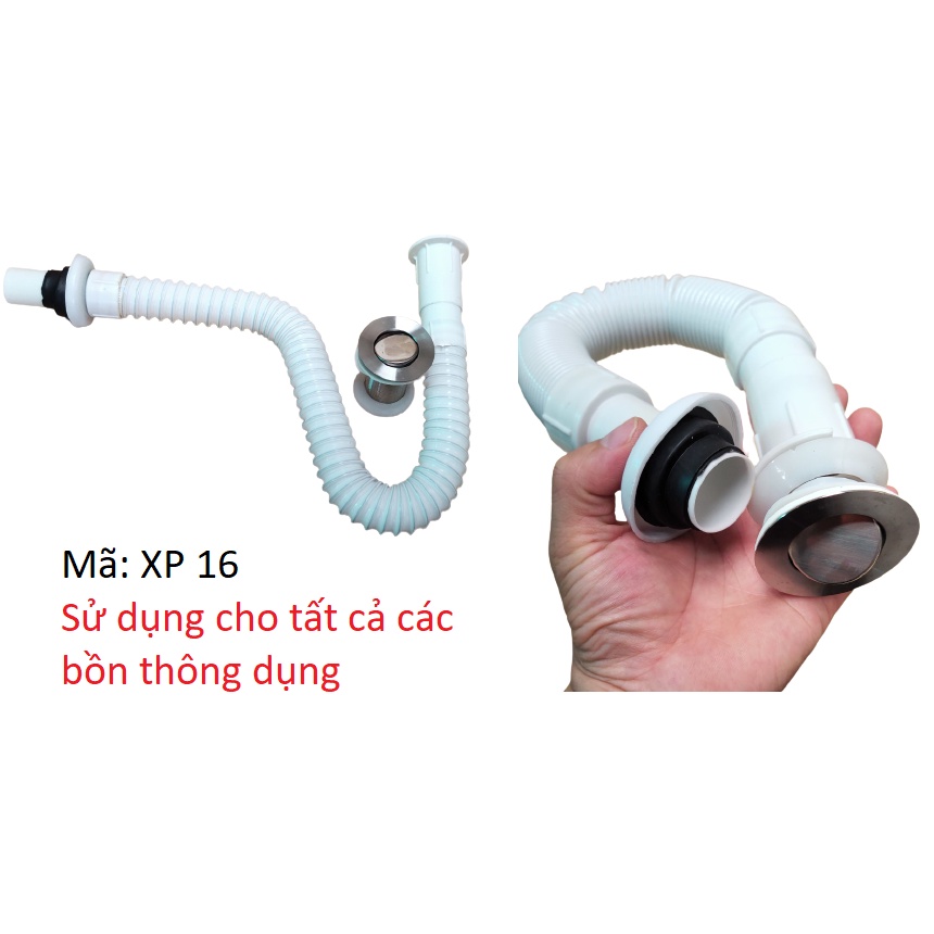 [ Bản dày] Bộ xả xi phông Lavabo đầu inox cao cấp cho chậu rửa mặt, bồn rửa bát ( Chống mùi hôi ngược lên chậu )