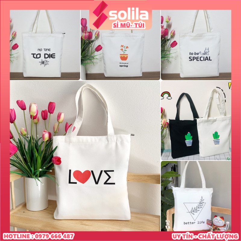 Túi tote vải canvas có khóa kéo miệng túi nhiều mẫu đẹp