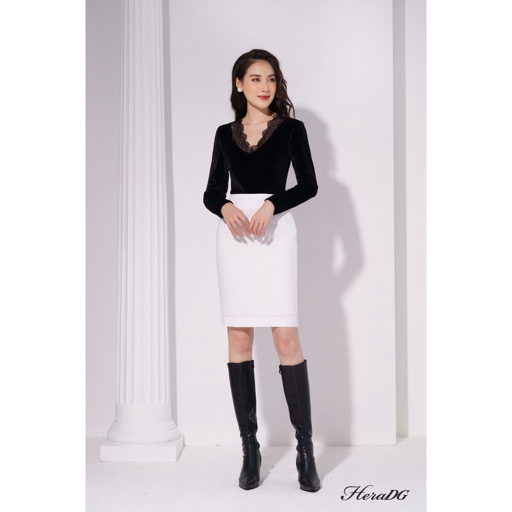 Áo Nhung Ôm Phối Ren Cổ HeraDG WAKBA023