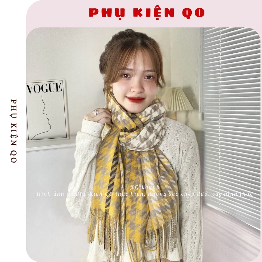 Khăn quàng cổ Cashmere kẻ nhiều màu mềm mại K21