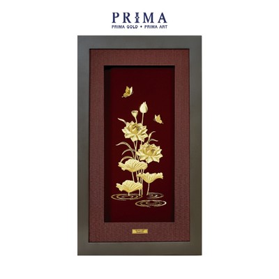 Tranh treo tường Mỹ Nghệ Phủ Vàng 24K PRIMA ART - Hoa Sen Việt Nam cao quý - Size 40x25 cm - CGS-0602-01