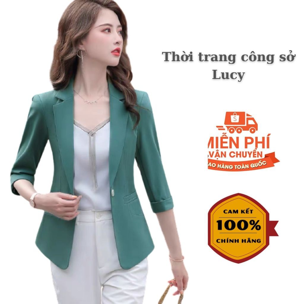 Áo vest công sở nữ Lucy tay lỡ dáng ngắn form ôm 2 màu xanh và đen