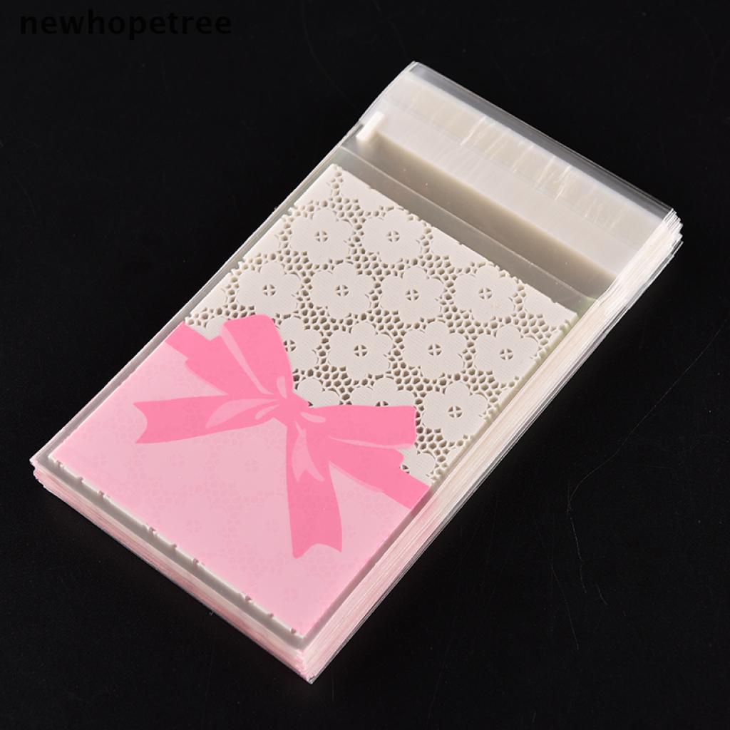 Set 100 Túi Đựng Bánh Kẹo Mini Tự Dính Phối Ren Hoa Xinh Xắn