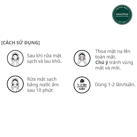 [Mã COSINNI6 -10% ĐH350k]Mặt nạ đất sét chăm sóc lỗ chân lông innisfree Jeju Volcanic Pore Clay Mask 100ml