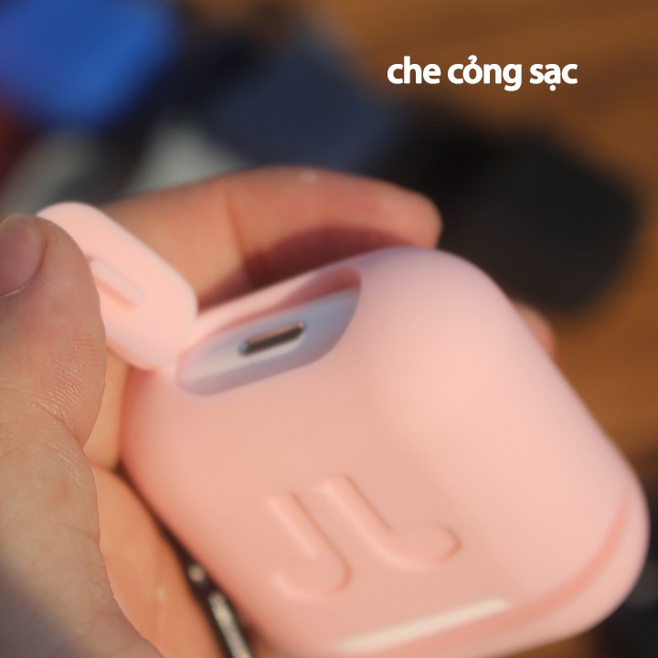 Túi Silicon Cho tai nghe AirPods kèm móc màu xám