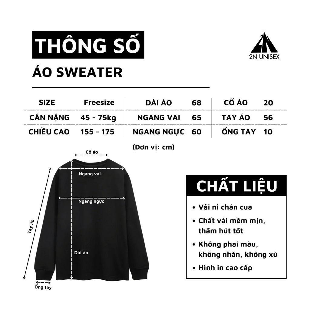 Áo sweater nam nữ form rộng 2N Unisex hoodie nỉ bông Murabed màu đen/nâu/xanh lá