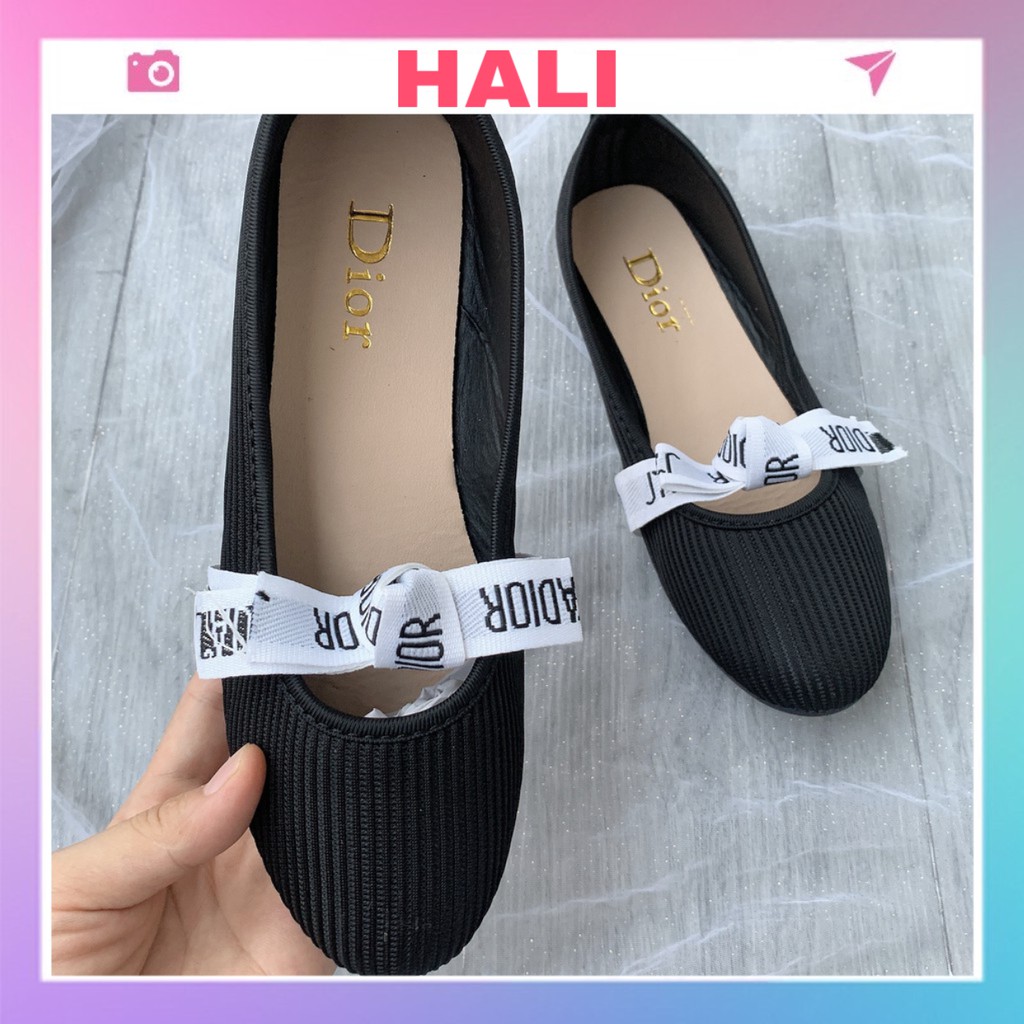 Giày bệt nữ sang chảnh nữ tính gắn nơ trắng chữ xinh | BigBuy360 - bigbuy360.vn