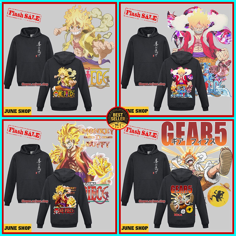 Áo Hoodie One Piece, Áo Anime in hình Luffy Gear 5 Nika mẫu mới độc đẹp, cực chất