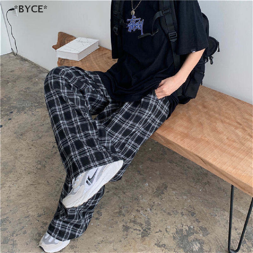 Quần Ống Rộng Lưng Cao Họa Tiết Kẻ Sọc [BYCE] [BYCE]
