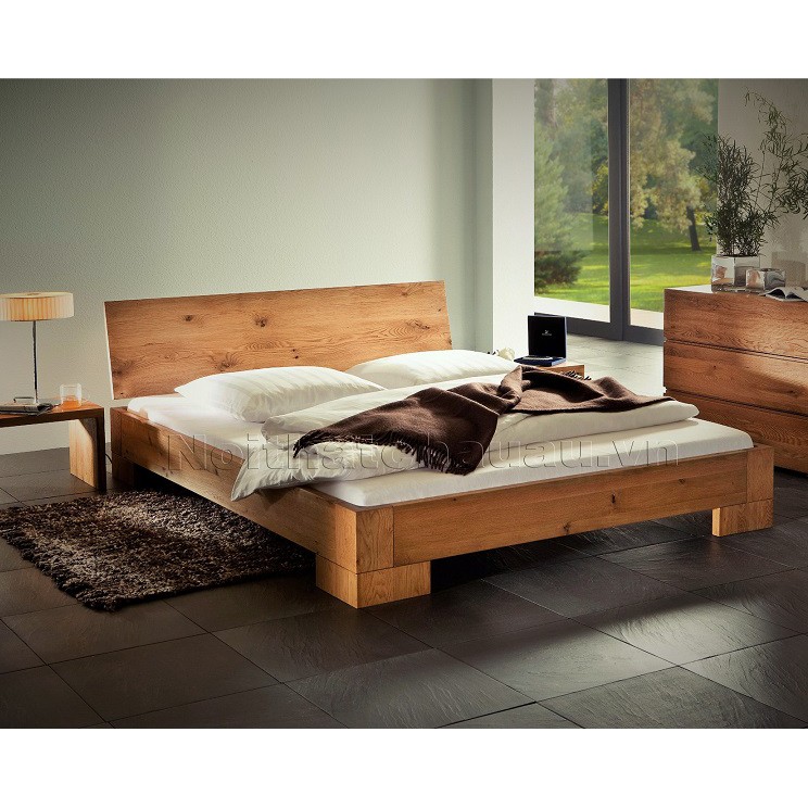 Giường ngủ Otto gỗ sồi Mỹ 1m8