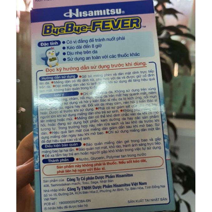 (❣️❣️-5% LN cho quỹ Vacxin Covid19) Dán hạ sốt cho trẻ sơ sinh ByeBye FEVER Bitter Taste (gói 2 miếng)- Đông Anh Pharma