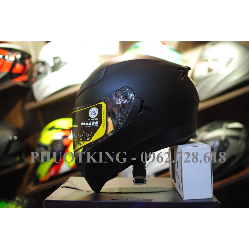 [Tặng thêm kính mầu] Mũ bảo hiểm fullface ROC 05 2 kính đen nhám