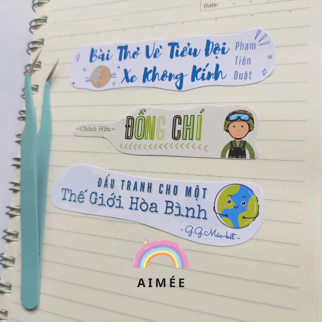 Sticker ngữ văn 9, tiêu đề văn học 9  | AIMÉE