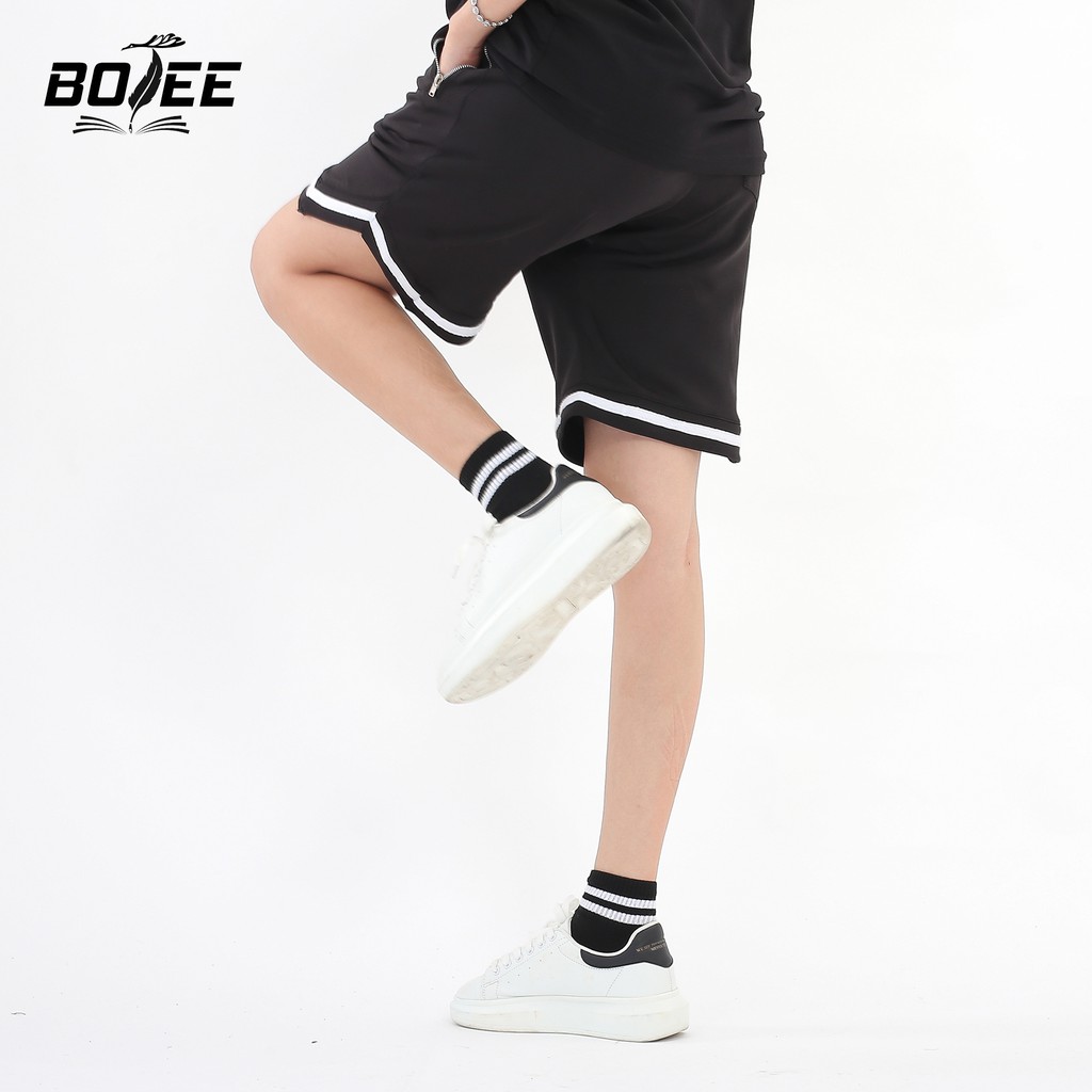 Quần short 1V BOTEE  unisex nam nữ màu đen ống rộng thể thao | BigBuy360 - bigbuy360.vn