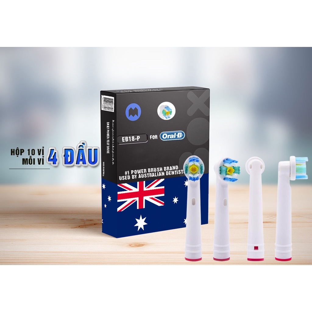 Oral-B EB18-P New 𝗣𝗿𝗼 𝗪𝗵𝗶𝘁𝗲 𝟯𝗗, set bộ 4 Đầu Bàn Chải đánh răng điện thay thế Minh House