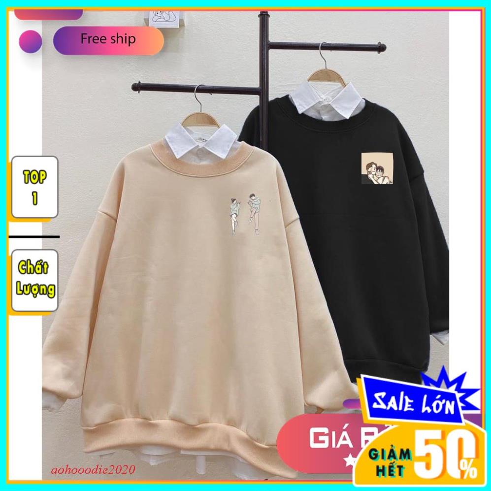 Áo sweater nam nữ form rộng nỉ đôi bạn, áo sweater đôi bạn siêu xinh S47 | BigBuy360 - bigbuy360.vn