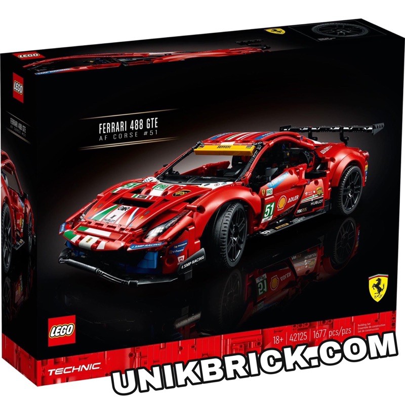 [CÓ HÀNG] Lego UNIK BRICK LEGO Technic 42125 Ferrari 488 GTE “AF Corse #51” Siêu xe Ferrari đỏ chính