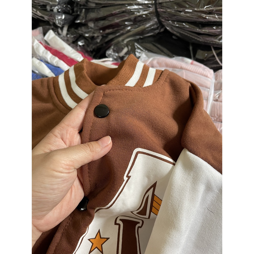 Áo Khoác Bomber Thêu Chữ A Form Rộng Unisex Chất Nỉ Bông Hotrend