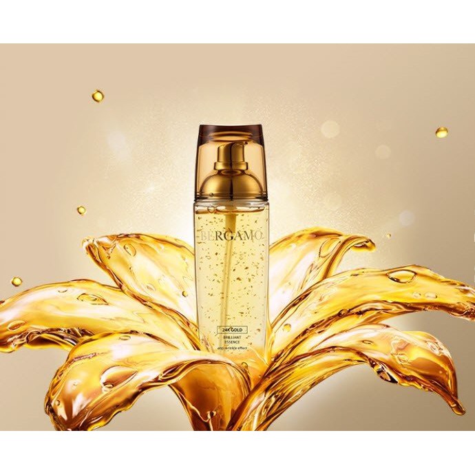 Tinh chất Serum Dưỡng Trắng Bergamo 24k Gold Brilliant Essence Chai màu vàng 110ml KBeauty