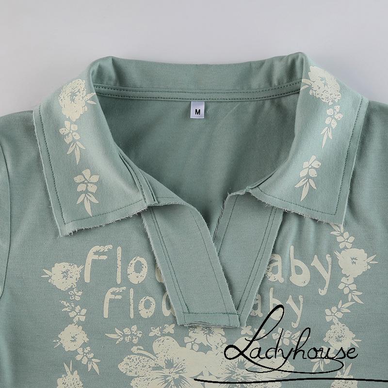 Áo Thun Crop Top Tay Ngắn Dáng Ôm In Chữ/ Hoa Phong Cách Harajuku Cổ Điển Thời Trang Mùa Hè Cho Nữ Y2K