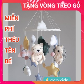 [TẶNG BẢNG TÊN BÉ & VÒNG TREO] Đồ chơi treo nôi cho bé kích thích thị giác ảnh thật, có nhạc tự xoay NHÍM ĐÁNG YÊU 2