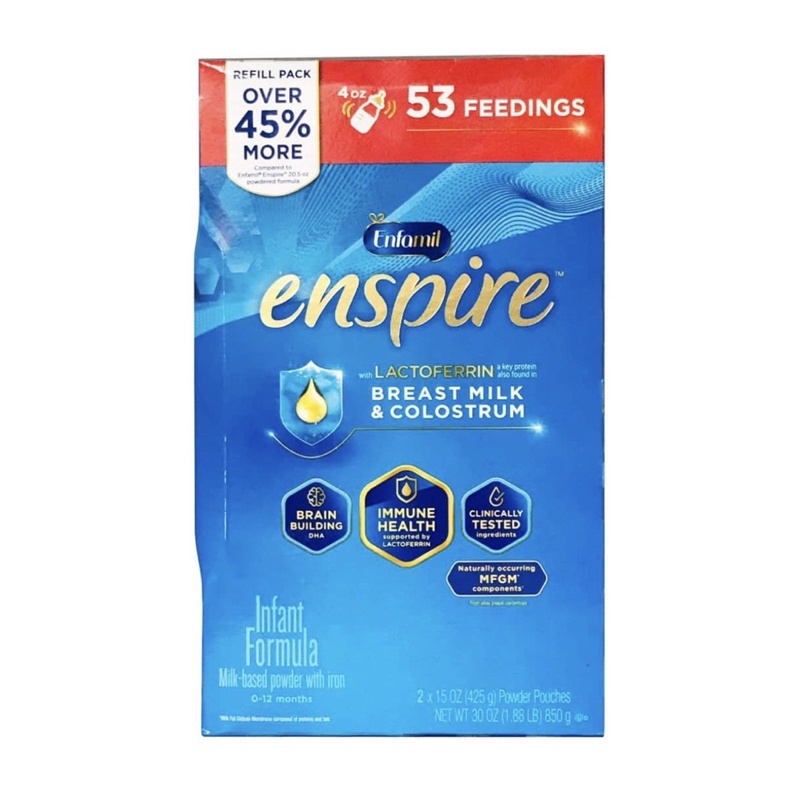 Sữa Enfamil Enspire, date 9/2023 Enfamil Enspire Infant Non-GMO 850g (Hộp giấy)