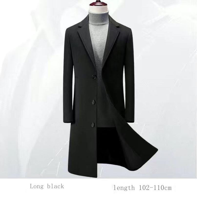 Áo Khoác Len Dày Dài Qua Gối Dáng Ôm Chống Gió Thời Trang Mới Cho Nam