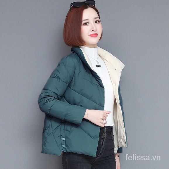 Áo khoác phao cổ đứng chất liệu cotton nhẹ thời trang mùa thu cho nữ